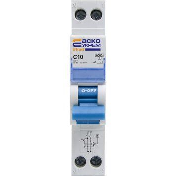 Устройство защитного отключения с защитой от сверхтоков UTrust 1P+N (18 mm) 10А C 30mА AC A0010210143 фото