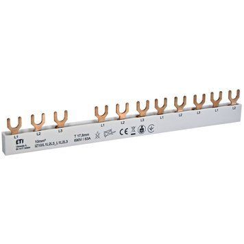 Шина живлення IZ 10/L1L2L3_L1L2L3 (10мм2, 3P, 0.21м, Fork, 12mod.) 2921277 фото