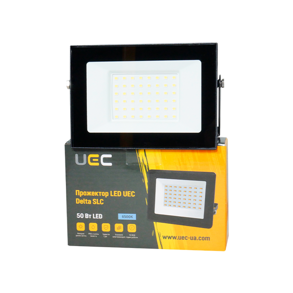 Прожектор LED UEC Delta SLC 50Вт 6500K IP65 чорний SLC-50-IP65-0-B фото