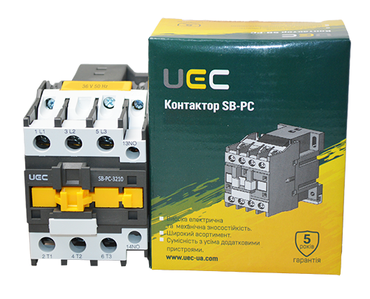 Контактор SB-PC-032 32А 36В/АС3 1з (НО) UEC PC2-SB-032-36-10 фото