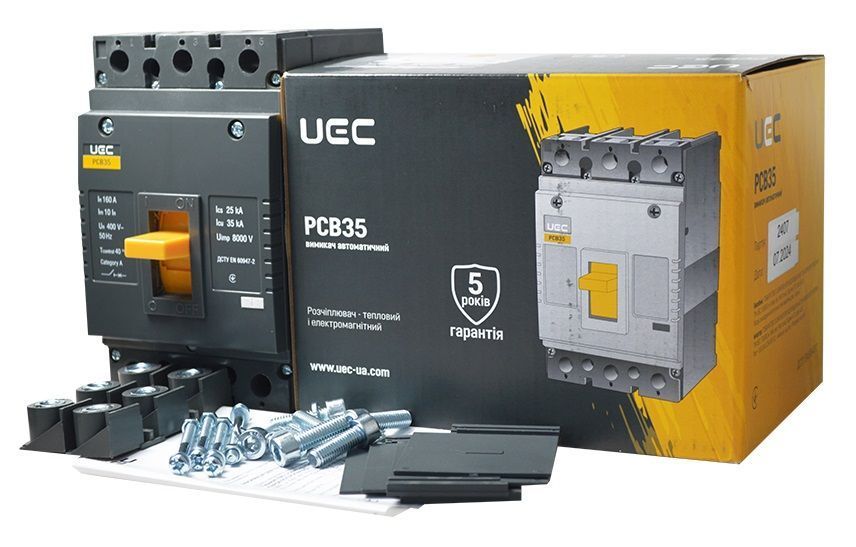 Автоматичний вимикач PCB35 3Р 160А 35кА UEC MCCB-PCB-35-3-0160 фото