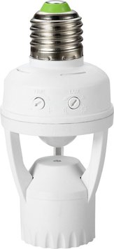 Датчик руху інфрачервоний e.sensor.pir.451.e27.white(білий) 360°, адаптер для ламп Е27 s061020 фото