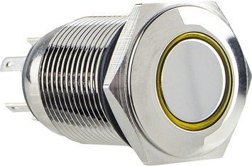 Кнопка металева пласка з підсвічуванням TYJ 16-261; 1NO+1NC; жовта 220V A0140010094 фото