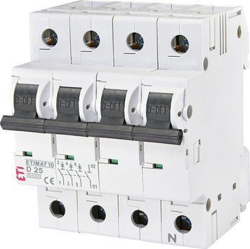 Автоматический выключатель ETIMAT 10 3p+N D 25А (10 kA) 2156718 фото