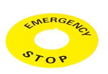 Табличка маркувальна EMERGENCY STOP жовта кругла для кнопок XB2 A0140010073 фото