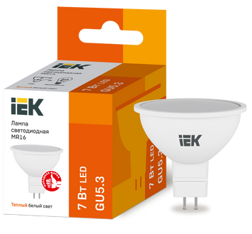 Лампа світлодіодна ECO MR16 софіт 7Вт 230В 3000К GU5.3 IEK LLE-MR16-7-230-30-GU5 фото