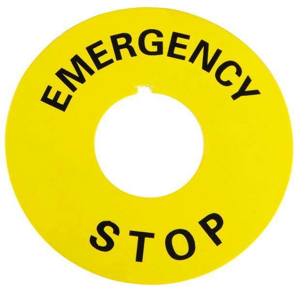 Табличка маркировочная EMERGENCY STOP желтая круглая для кнопок XB2 A0140010073 фото