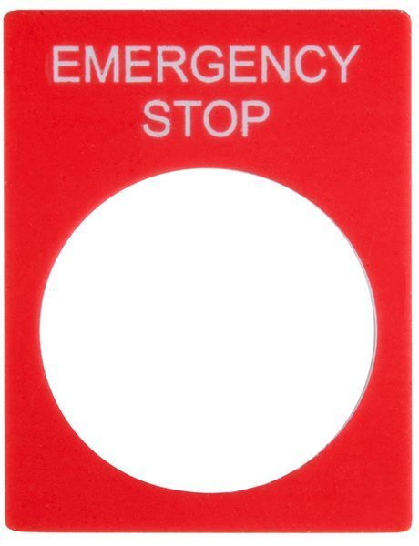 Табличка маркувальна EMERGENCY STOP червона прямокутна для кнопок XB2 A0140010069 фото