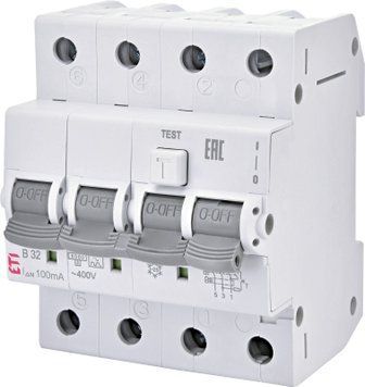 Дифференциальный автоматический выключатель KZS-4M 3p+N C 10/0,1 тип A (6kA) 2174422 фото