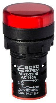 Сигнальна арматура AD22-22DS червона 110V АC A0140030067 фото