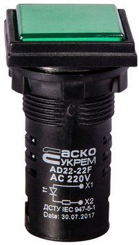 Сигнальна арматура AD22-22F зелена 220V АC A0140030156 фото