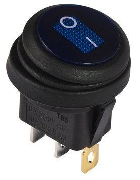 KCD1-8-101WN BL/B 220V Перемикач 1 клавішний круглий вологозах. синій з підсвічуванням TNSy TNSy5500753 фото