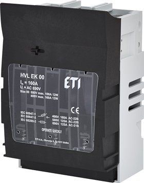 Разъединитель HVL EK 00 3P 160A (Клеммы M8-M8) 1701250 фото