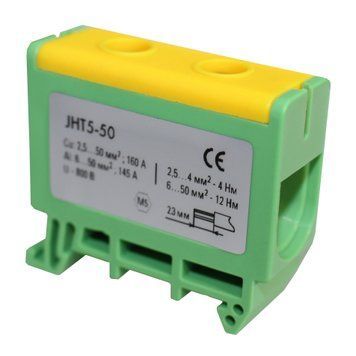Клема силова СКНГз-JHT5-50 6-50мм2 145А "PE" жовто-зелена TNSy5506237 фото