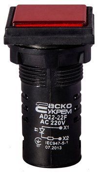 Сигнальна арматура AD22-22F червона 220V АC A0140030157 фото