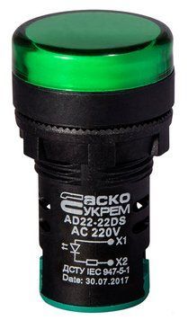 Сигнальна арматура AD22-22DS зелена 220V АC A0140030045 фото