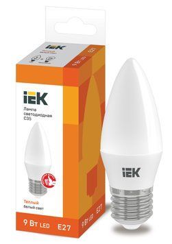 Лампа LED C35 свічка 9Вт 230В 3000К E27 IEK LLE-C35-9-230-30-E27 фото