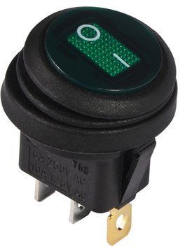 KCD1-8-101WN G/B 220V Перемикач 1 клавішний круглий вологозах. зелений з підсвічуванням TNSy5500754 фото