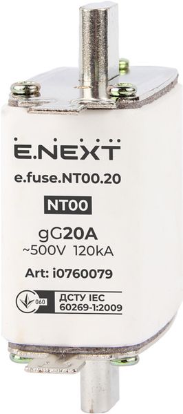 Запобіжник плавкий e.fuse.NT00.20, габарит 00, 20А i0760079 фото