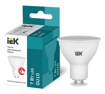 Лампа світлодіодна ECO PAR16 софіт 7Вт 230В 4000К GU10 IEK LLE-PAR16-7-230-40-GU10 фото