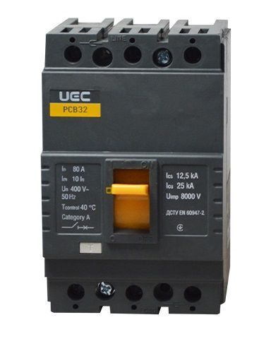 Автоматический выключатель PCB32 3Р 80А 25кА UEC MCCB-PCB-32-3-0080 фото