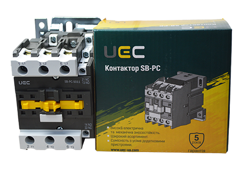 Контактор SB-PC-050 50А 220В/АС3 1з+1р (НО+НЗ) UEC PC3-SB-050-220-11 фото