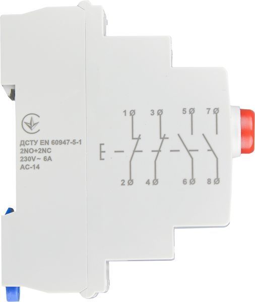 Модульная кнопка без фиксации 2NO+2NC 230V АС МВ-22 красная A0150010111 фото