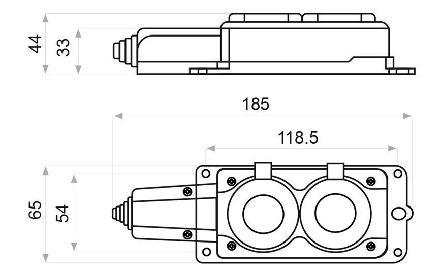 Колодка каучукова 2Р+PE з захисними кришками двомісна 16А IP44 A0250010008 фото