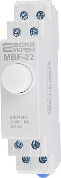 Модульна кнопка з фіксацією 2NO+2NC 230V АС МВF-22 біла A0150010112 фото