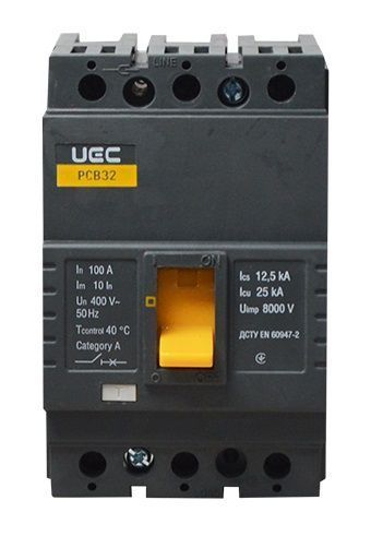Автоматический выключатель PCB32 3Р 100А 25кА UEC MCCB-PCB-32-3-0100 фото