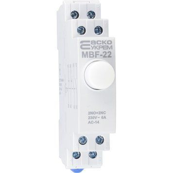 Модульна кнопка з фіксацією 2NO+2NC 230V АС МВF-22 біла A0150010112 фото