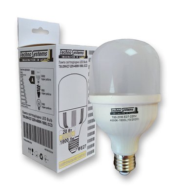 Лампа світлодіодна LED Bulb-T80-20W-E27-220V-4000K-1800L ICCD TNSy5000258 фото