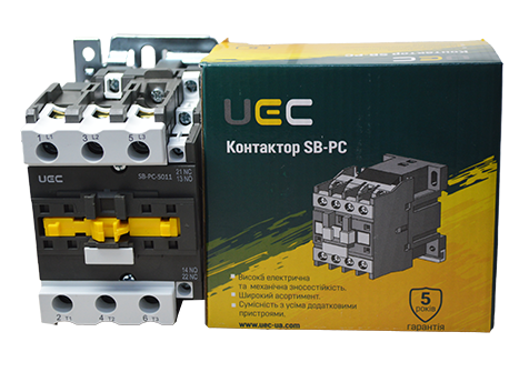 Контактор SB-PC-050 50А 400В/АС3 1з+1р (НВ+НЗ) UEC PC3-SB-050-400-11 фото
