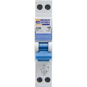 Устройство защитного отключения с защитой от сверхтоков UTrust 1P+N (18 mm) 25A C 30mA A A0010210155 фото