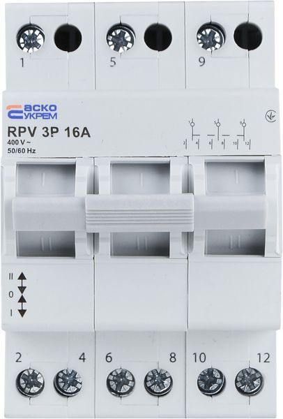 Ручний перемикач вводу (І-0-ІІ) RPV 3P 16A АСКО A0010220007 фото