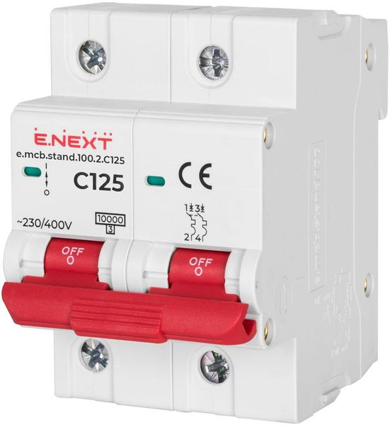 Автоматический выключатель e.mcb.stand.100.2.C125, 2р, 125А, C, 10кА s002211 фото