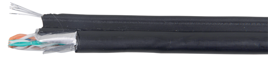 ITK Кабель зв'язку вита пара F/UTP кат.5E 4х2х24AWG, LDPE трос 1,2 мм, 305м, чорний (для зовнішньої прокладки) LC3-C5E04-359 фото