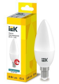 Лампа LED ALFA C35 свічка 8Вт 230В 4000К E14 LLA-C35-8-230-40-E14 фото