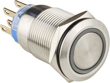 Кнопка металева пласка з підсвічуванням TYJ 19-272; 2NO+2NC; червона 12V A0140010255 фото
