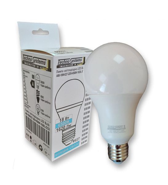 Лампа світлодіодна LED Bulb-A80-18W-E27-220V-6500K-1620L ICCD TNSy5000257 фото