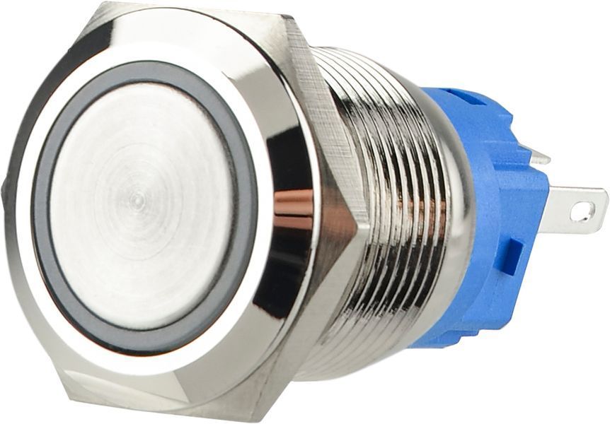 Кнопка металлическая плоская с подсветкой TYJ 19-271; 1NO+1NC; красная 220V A0140010112 фото