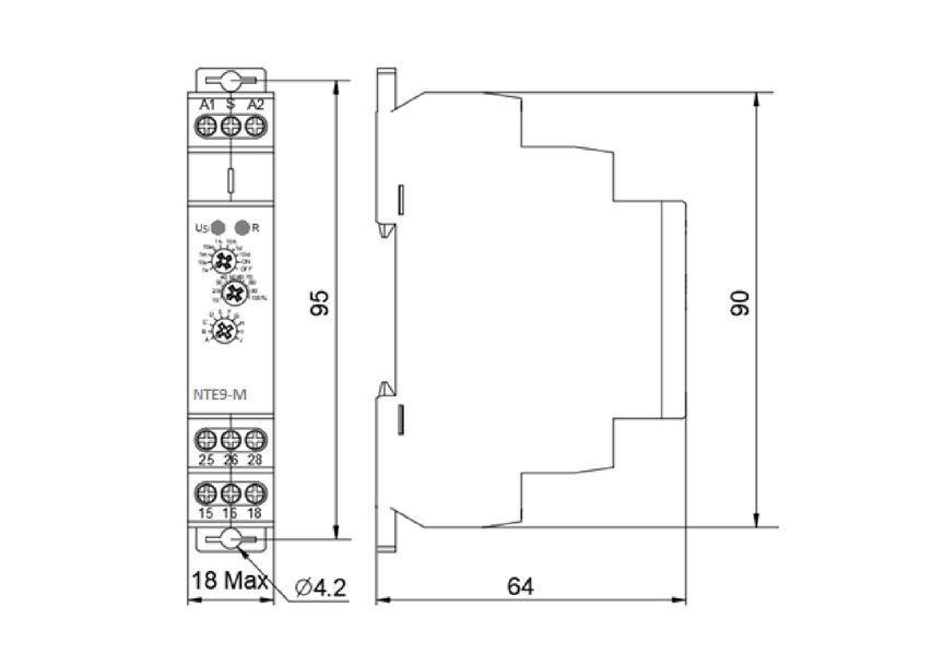 Реле времени многофункциональное NTE9-M2 AC/DC 12-240V