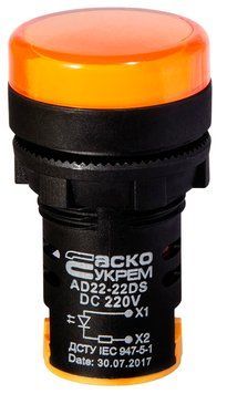 Сигнальна арматура AD22-22DS жовта 220V DC A0140030081 фото