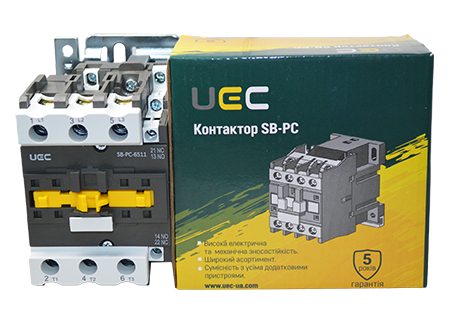 Контактор SB-PC-065 65А 220В/АС3 1з+1р (НО+НЗ) UEC PC4-SB-065-220-11 фото