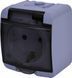 Розетка 1-я с з/к Schuko RHE-1sd-SR (серая/прозрачн. крышка, IP54)