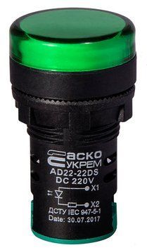Сигнальна арматура AD22-22DS зелена 220V DC A0140030082 фото