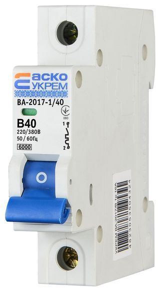 Автоматичний вимикач УКРЕМ ВА-2017/B 1р 40А АСКО A0010170055 фото