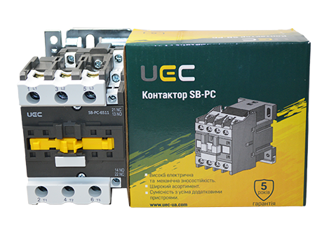 Контактор SB-PC-065 65А 400В/АС3 1з+1р (НО+НЗ) UEC PC4-SB-065-400-11 фото