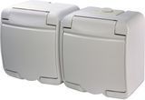 Розетка 2-я с з/к Schuko RHE-2s (белая/белая крышка, IP54) 4668019 фото