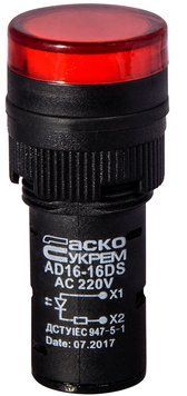 Сигнальна арматура AD16-16DS червона 220V АC A0140030050 фото